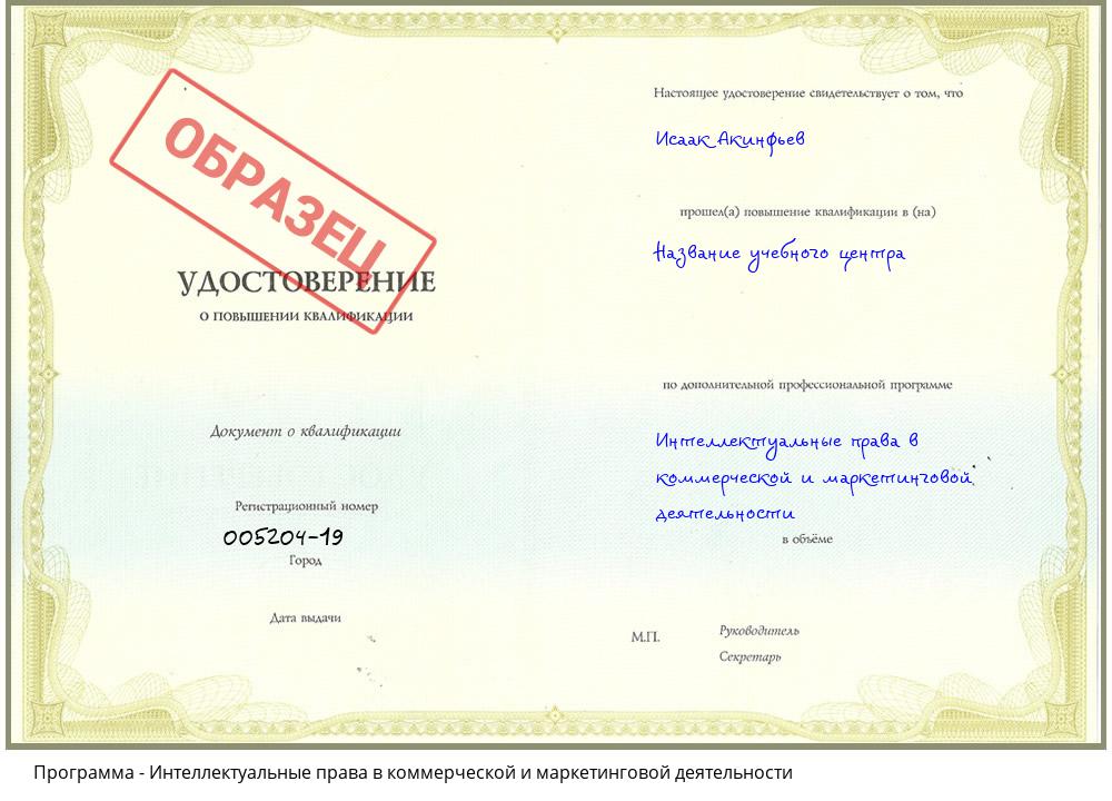 Интеллектуальные права в коммерческой и маркетинговой деятельности Апшеронск
