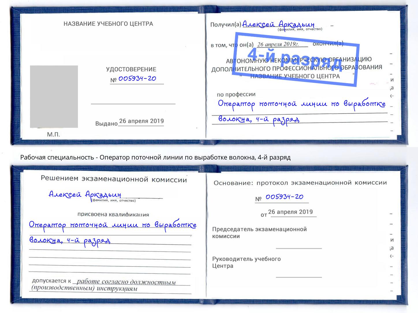 корочка 4-й разряд Оператор поточной линии по выработке волокна Апшеронск